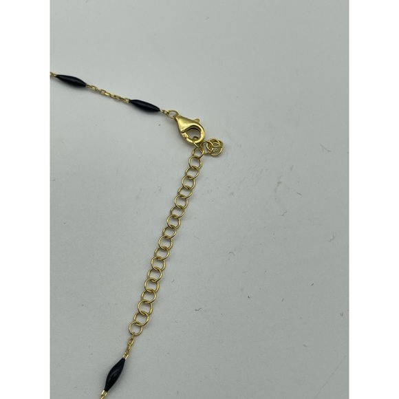 Argento Vivo Beaded Necklace With Crescent Moon Charm 18KT Gold Sterling NWT - Picture 8 of 10